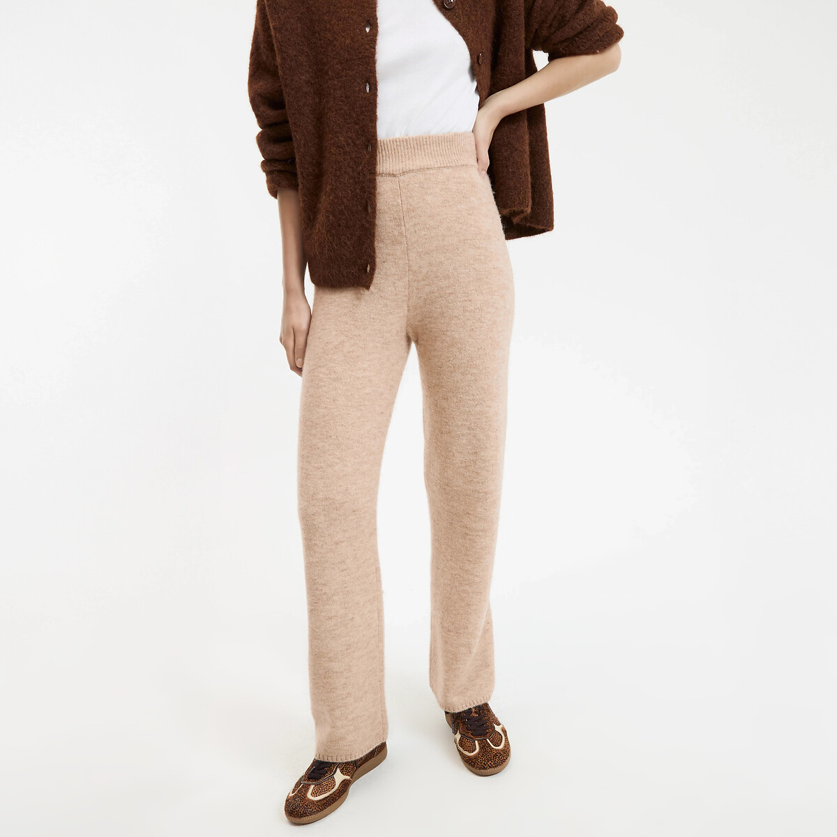 La Redoute Collections Παντελόνι με φαρδιά γραμμή από πλεκτό ύφασμα