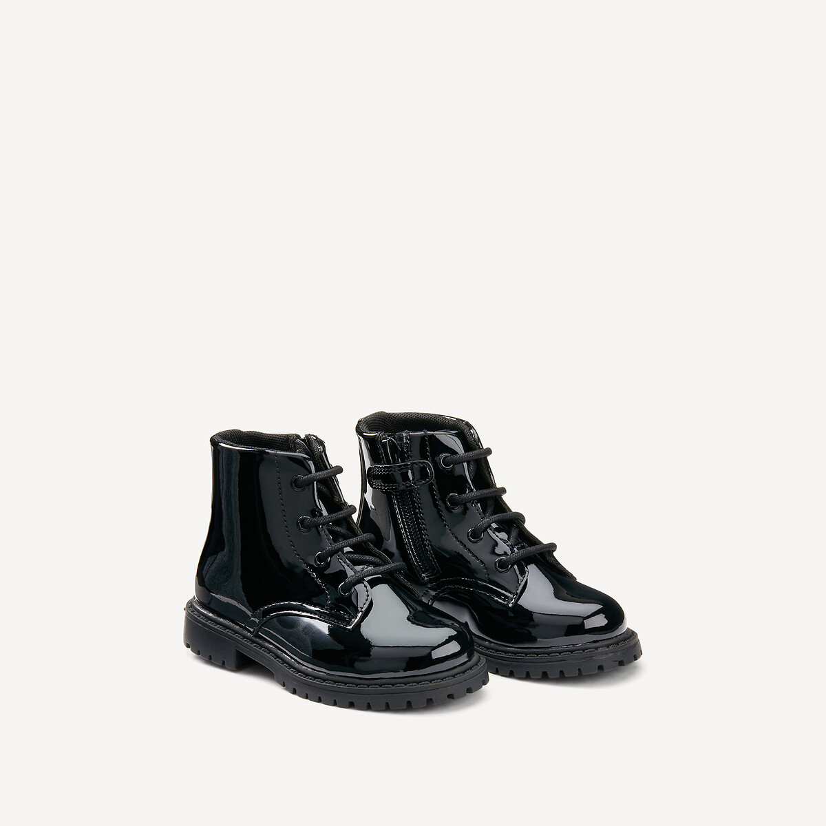 La Redoute Collections Μπότες από λουστρίνι με φερμουάρ και κορδόνια