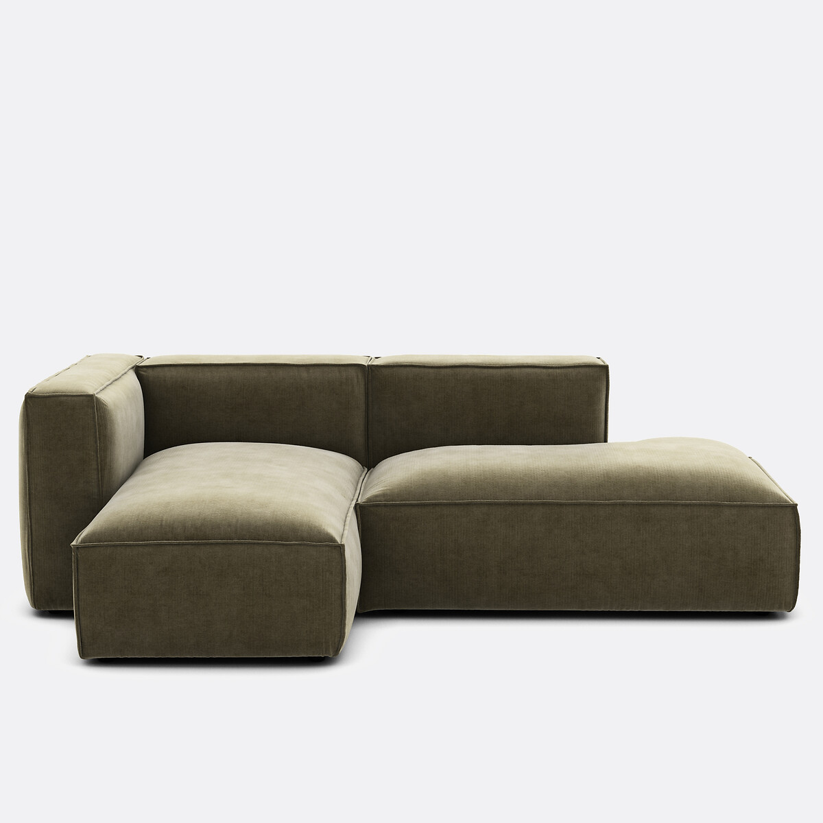 Γωνιακός αριστερός καναπές με βελούδινη ταπετσαρία Μ200xΠ288xΥ142cm