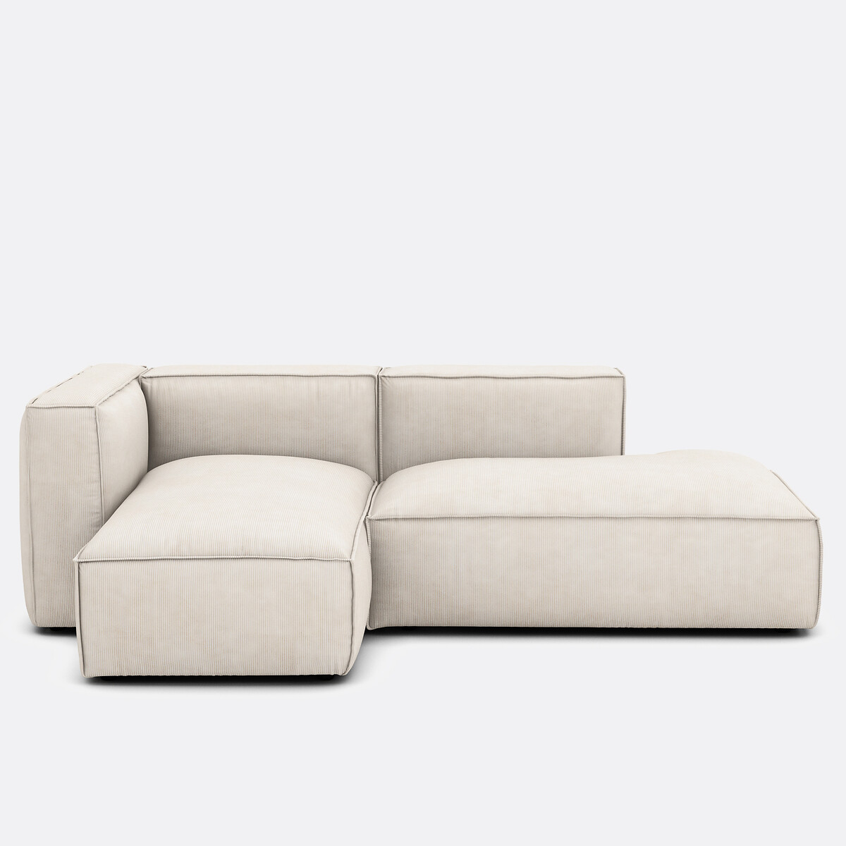 Γωνιακός αριστερός καναπές με ταπετσαρία από βελούδο κοτλέ Μ200xΠ288xΥ142cm