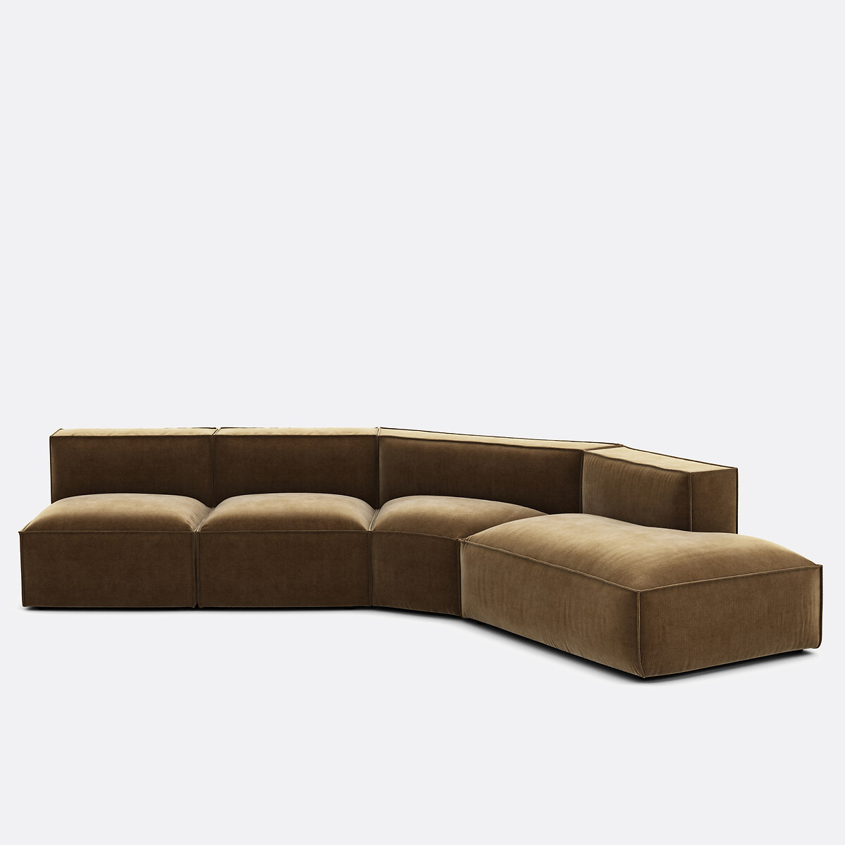 Καναπές 4 κομματιών δεξιάς γωνίας από βελούδο κοτλέ vintage Μ369xΠ419xΥ284cm