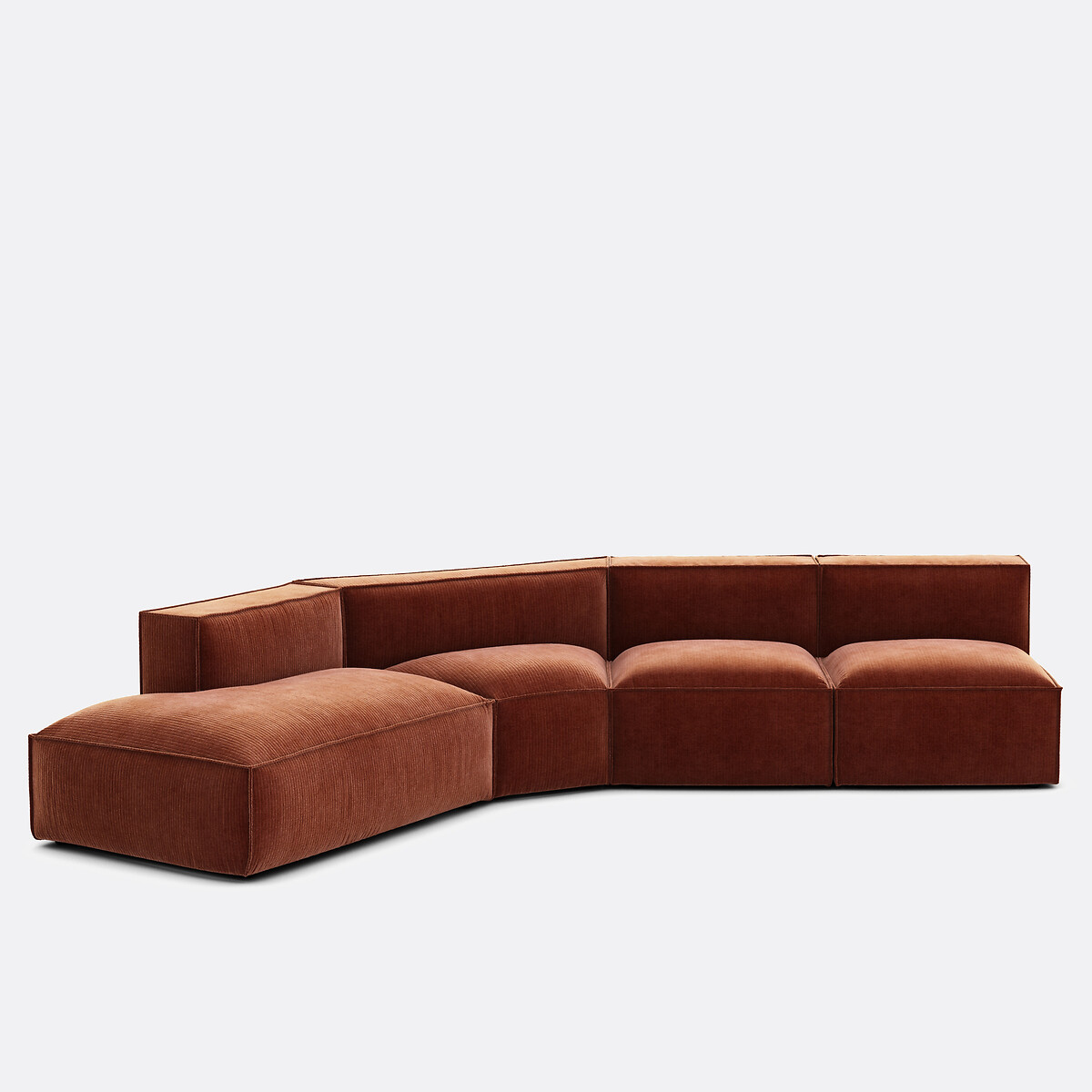 Καναπές 4 κομματιών αριστερής γωνίας από βελούδο κοτλέ vintage Μ369xΠ419xΥ284cm