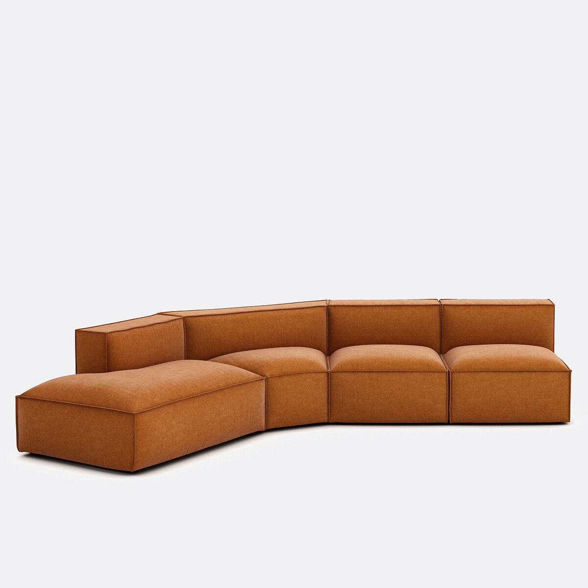 Καναπές 4 κομματιών αριστερής γωνίας με βελούδινη ταπετσαρία Μ369xΠ419xΥ284cm