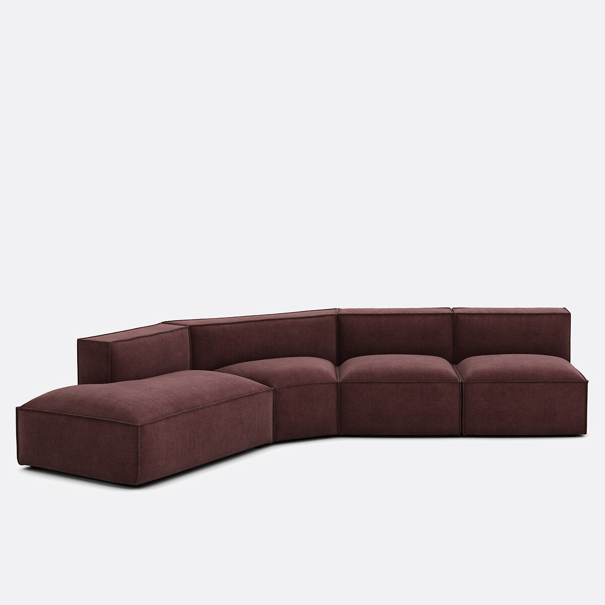 Καναπές 4 κομματικών αριστερής γωνίας με ταπετσαρία ανάγλυφης ύφανσης Μ369xΠ419xΥ284cm