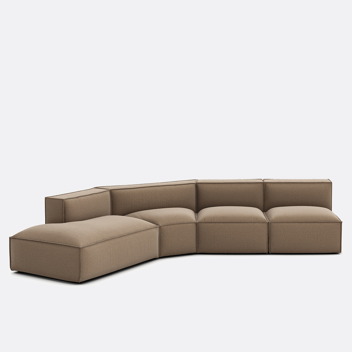 Καναπές 4 κομματικών αριστερής γωνίας με ταπετσαρία ανάγλυφης ύφανσης Μ369xΠ419xΥ284cm