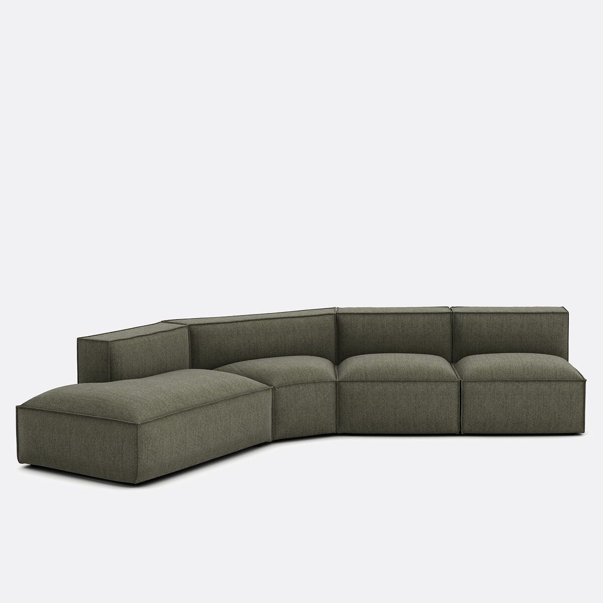 Καναπές 4 κομματικών αριστερής γωνίας με ταπετσαρία ανάγλυφης ύφανσης Μ369xΠ419xΥ284cm