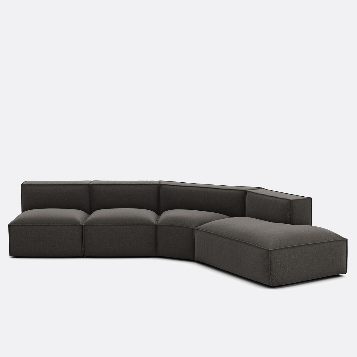 Τετραθέσιος καναπές δεξιάς γωνίας με ταπετσαρία ανάγλυφης ύφανσης Seven Μ369xΠ419xΥ284cm