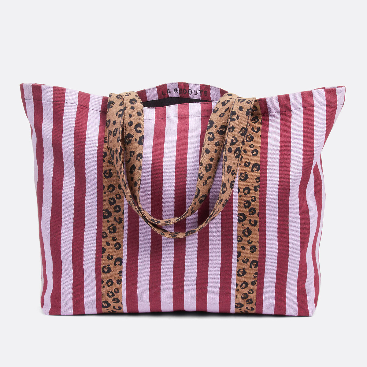 La Redoute Collections Ριγέ τσάντα tote με λεοπάρ χερούλια