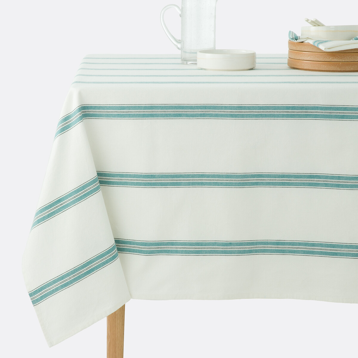 La Redoute Interieurs Τραπεζομάντηλο ριγέ από προπλυμένο βαμβάκι 150x150 cm