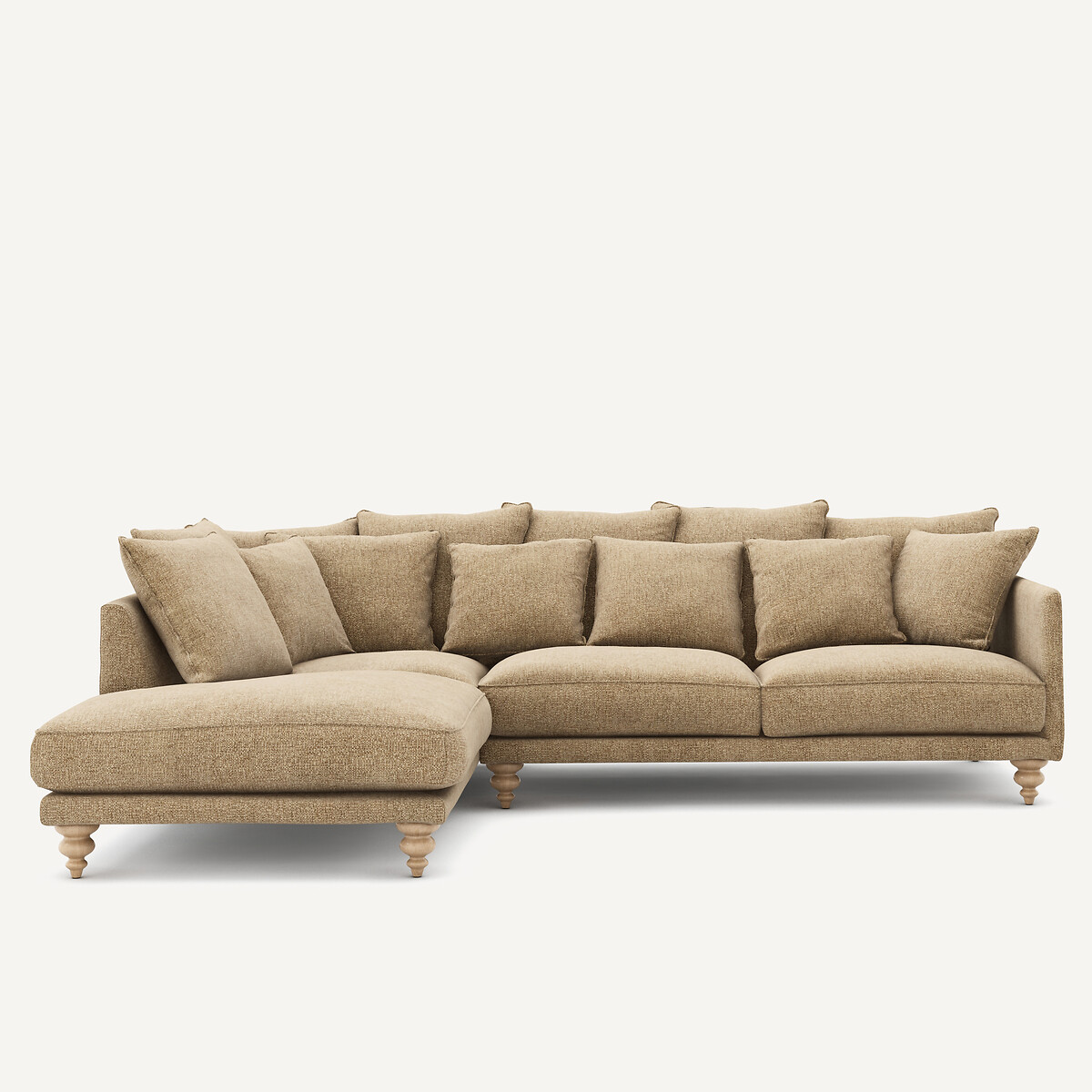 Καναπές γωνία από βαμβακερό ύφασμα με ενισχυμένη κατασκευή Μ206xΠ279xΥ93cm