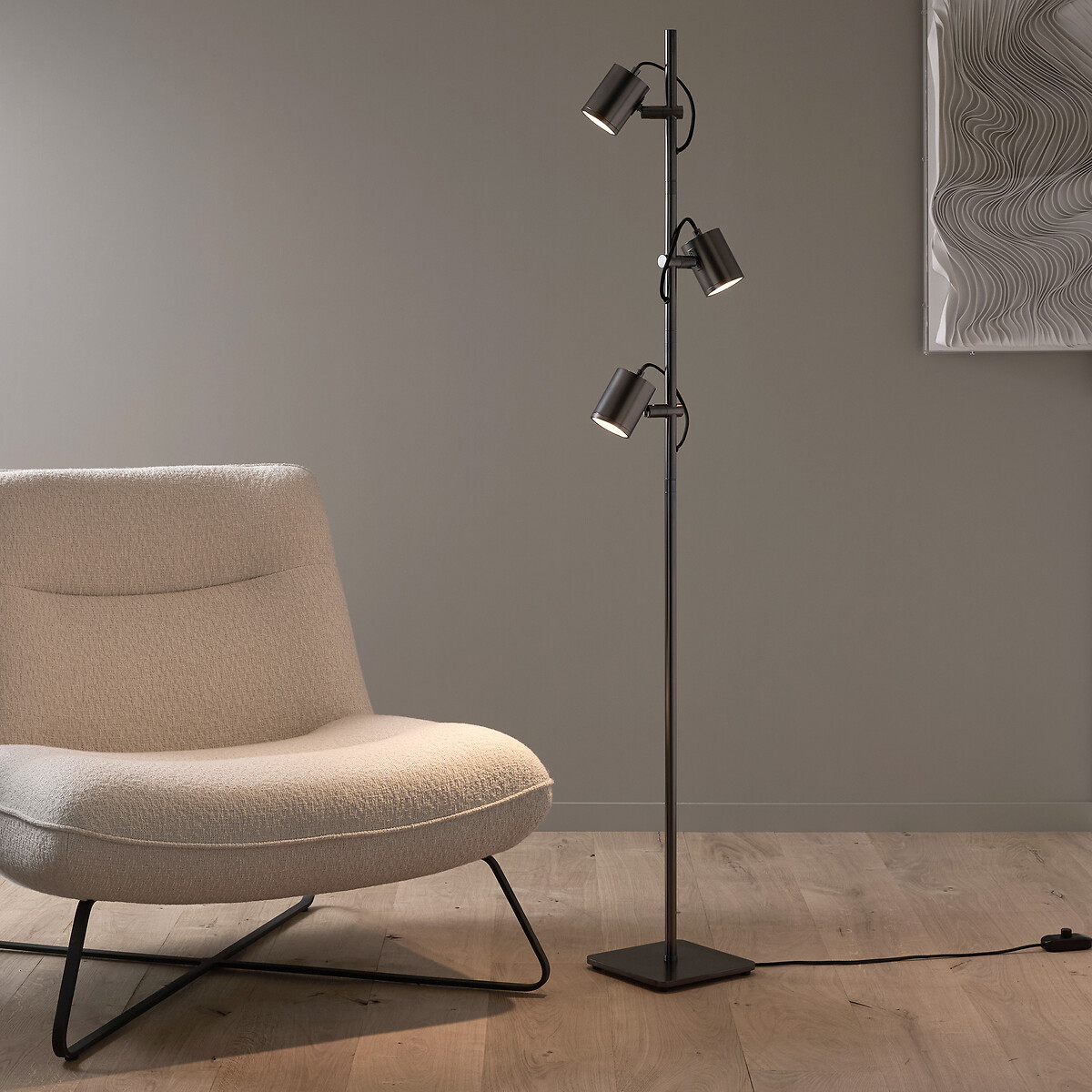 Φωτιστικό δαπέδου με 3 spots σε γραφίτη – περιστρεφόμενο