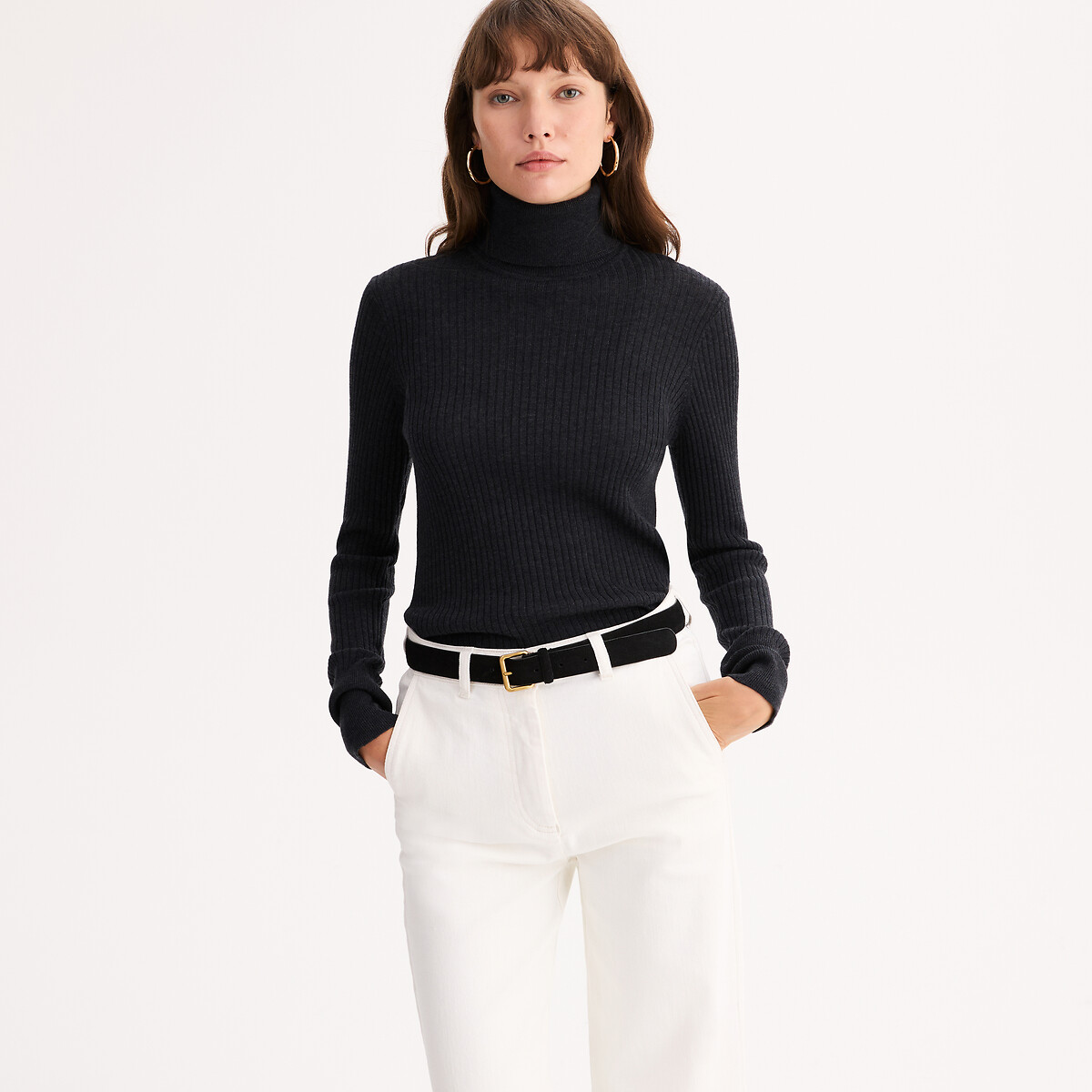 Anne Weyburn Ζιβάγκο πουλόβερ από λεπτή ριμπ πλέξη