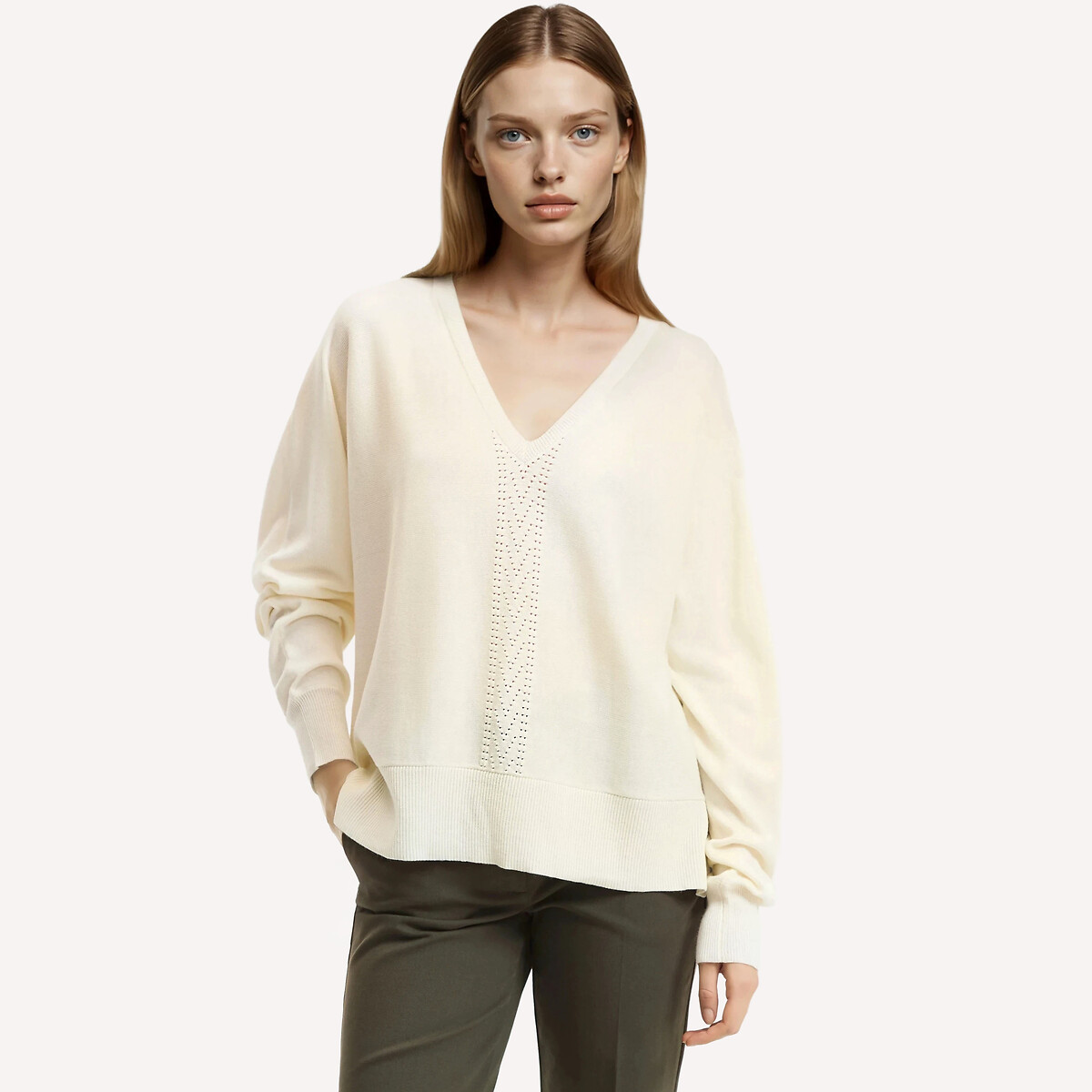Anne Weyburn Πουλόβερ με V λαιμόκοψη από λεπτή πλέξη