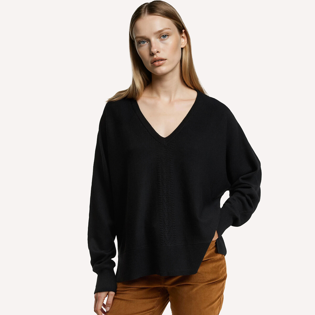 ANNE WEYBURN Πουλόβερ με V λαιμόκοψη από λεπτή πλέξη