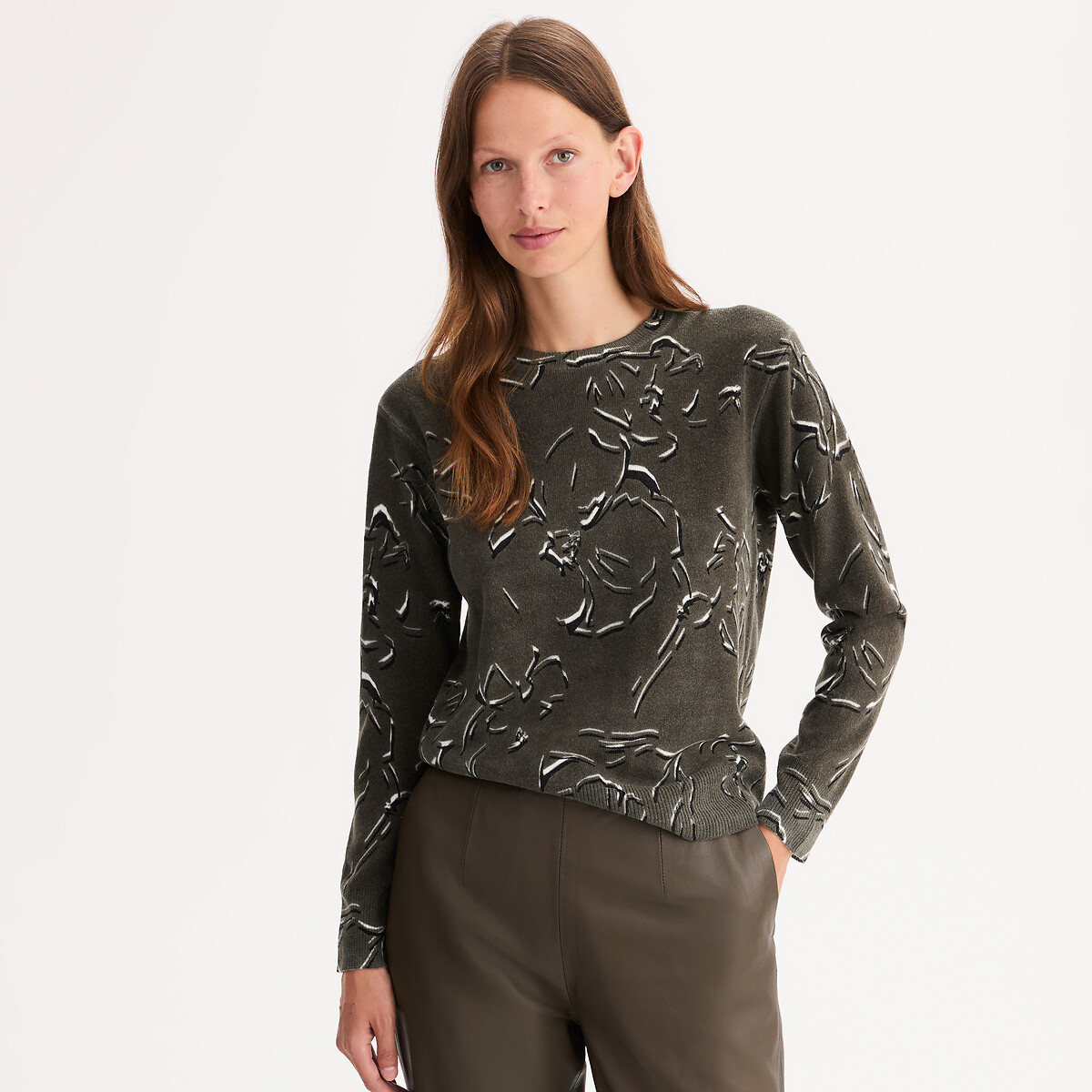 Anne Weyburn Εμπριμέ πουλόβερ με στρογγυλή λαιμόκοψη