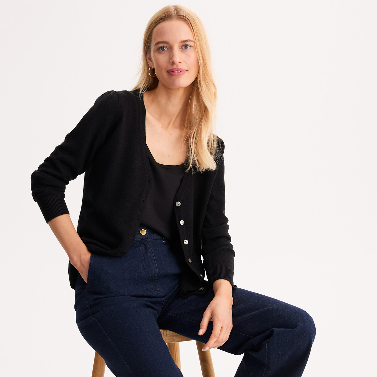 ANNE WEYBURN Ζακέτα με V λαιμό από λεπτή πλέξη