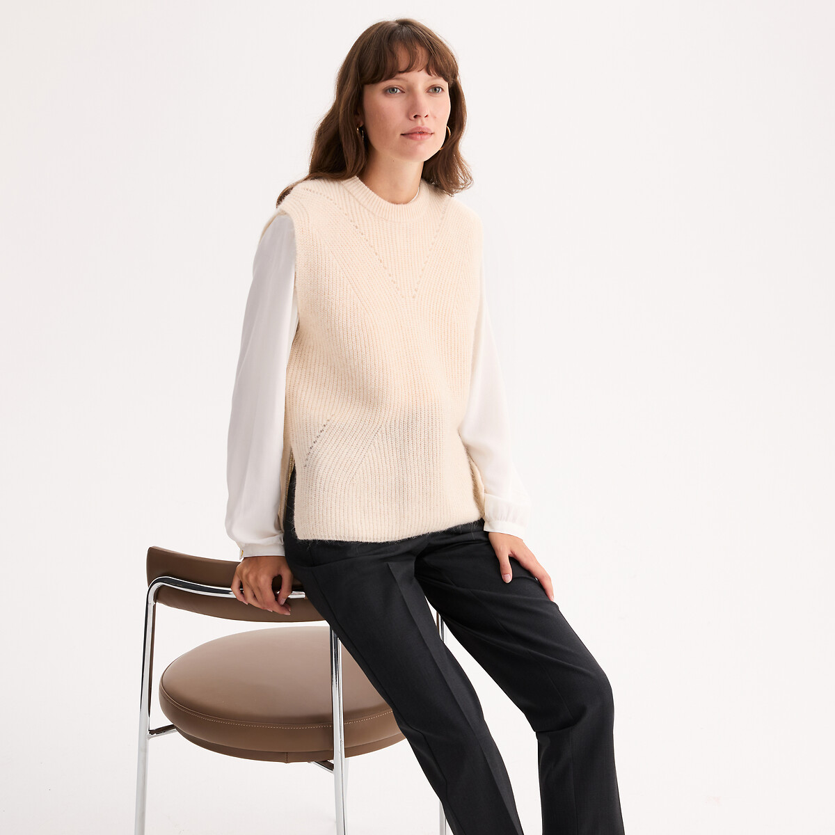 ANNE WEYBURN Αμάνικο πουλόβερ από μείγμα μαλλιού και αλπάκα