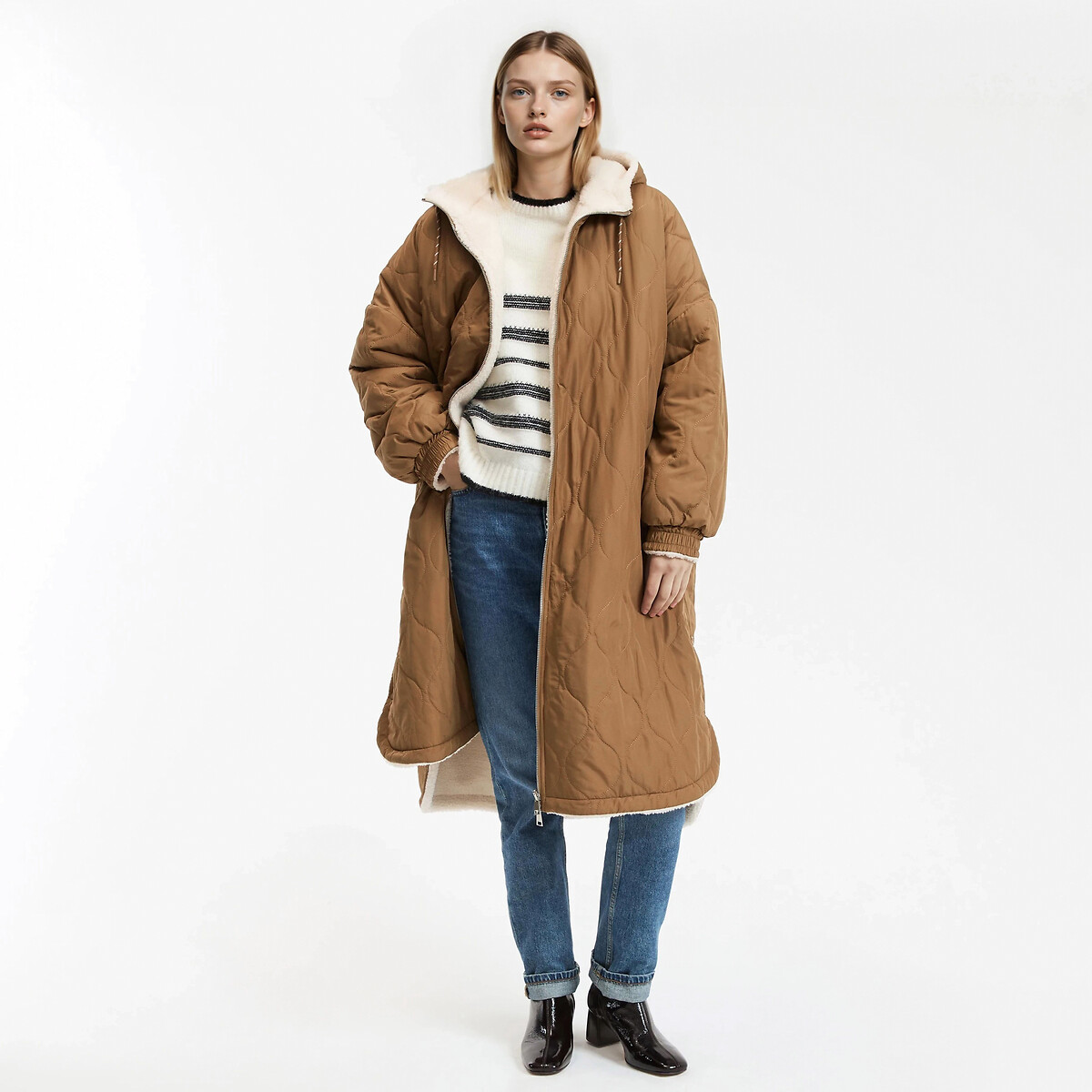 La Redoute Collections Μακρύ μπουφάν με κουκούλα