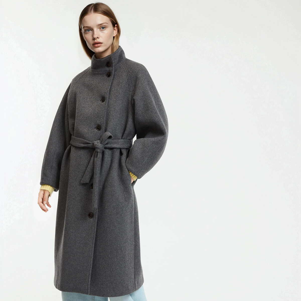 La Redoute Collections Μακρύ παλτό με κουμπιά