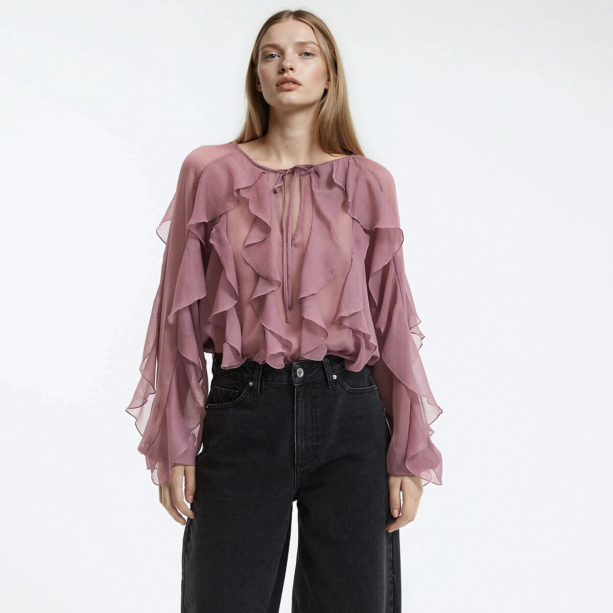 La Redoute Collections Πουκάμισο με στρογγυλή λαιμόκοψη