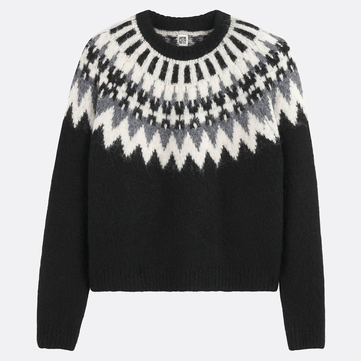 Πουλόβερ με στρογγυλή λαιμόκοψη και ζακάρ πλέξη σε χοντρή πλέξη