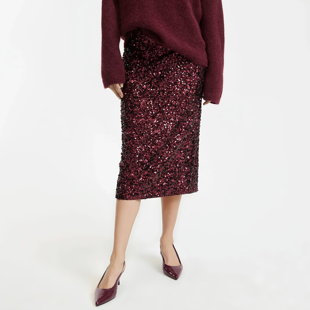 Ίσια φούστα midi με παγιέτες