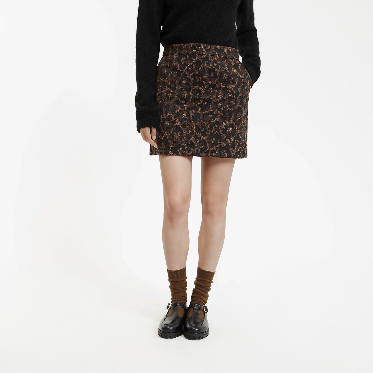 La Redoute Collections Ίσια μίνι φούστα με σχέδιο λεοπάρ