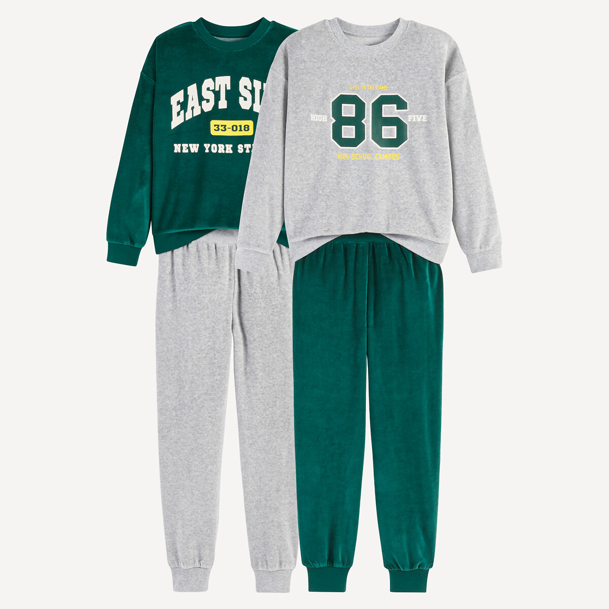 La Redoute Collections Σετ 2 βελούδινες πιτζάμες με σχέδια campus