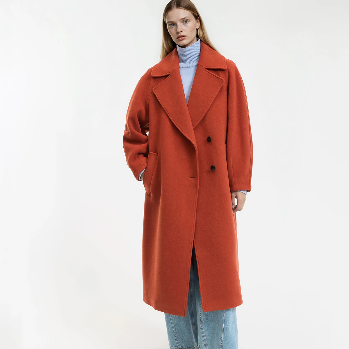 La Redoute Collections Μακρύ παλτό με ασύμμετρο κλείσιμο