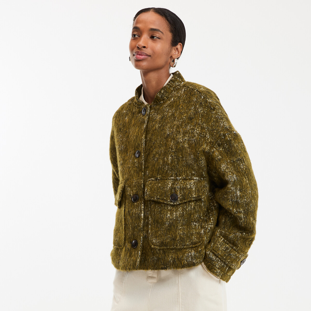 La Redoute Collections Κοντό και φαρδύ σακάκι με κουμπιά