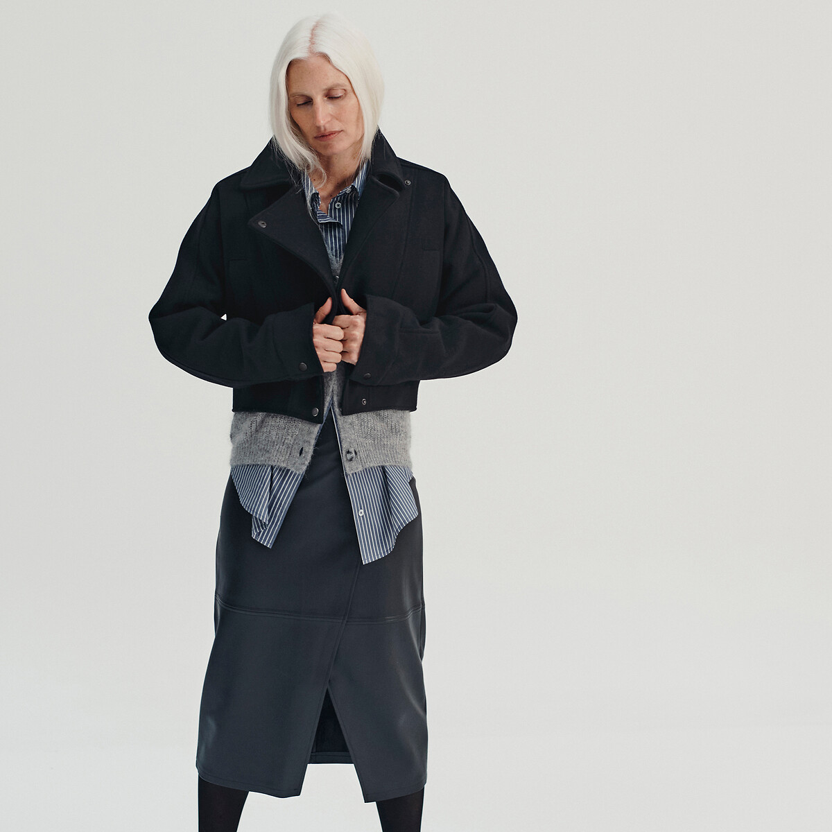 La Redoute Collections x Louis Gabriel Noushi Κοντό μπουφάν biker από μείγμα μαλλιού