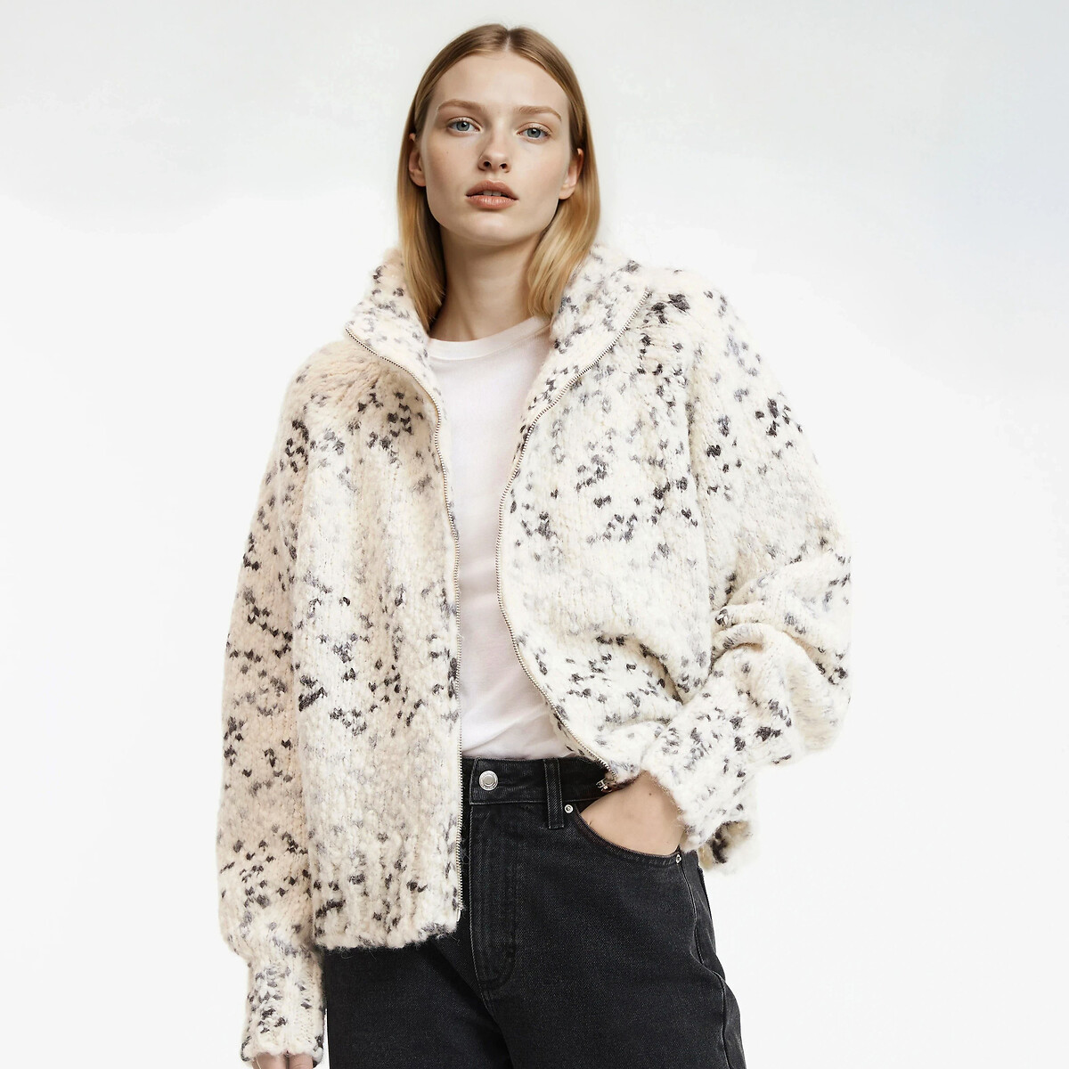 Ζακέτα με γιακά τύπου trucker και φερμουάρ