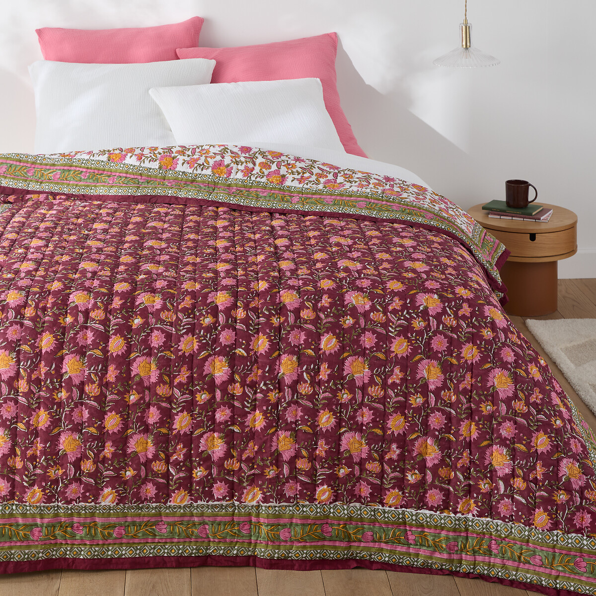 Κάλυμμα κρεβατιού από βαμβάκι καπιτονέ με block print 180x230 cm