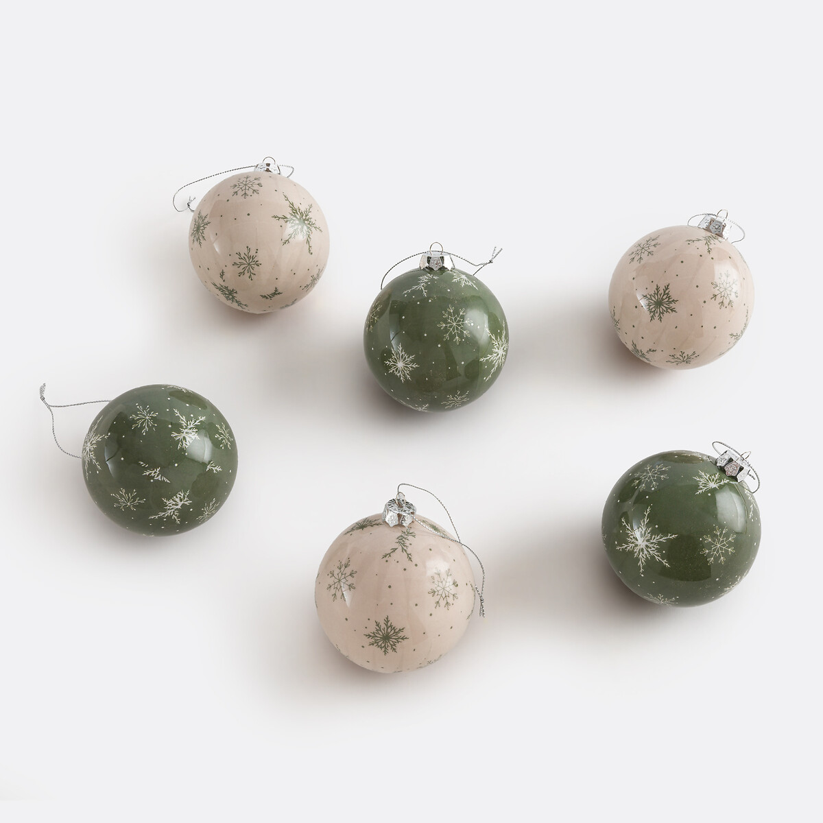 La Redoute Interieurs Σετ 24 τυπωμένες μπάλες με νιφάδες Μ8xΠ8cm