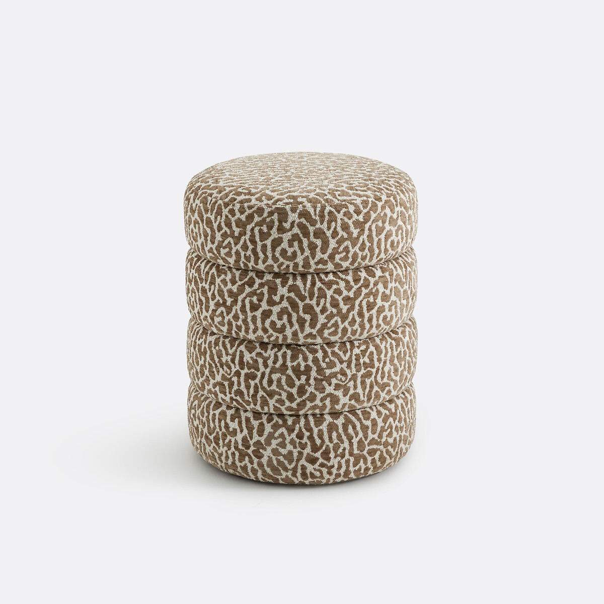 Πουφ με υφή μπουκλέ και λεοπάρ μοτίβο Υ46cm