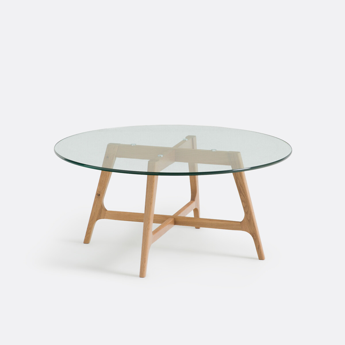 Στρογγυλό τραπεζάκι σαλονιού με γυάλινη επιφάνεια Zoleta Μ90xΠ90xΥ42cm