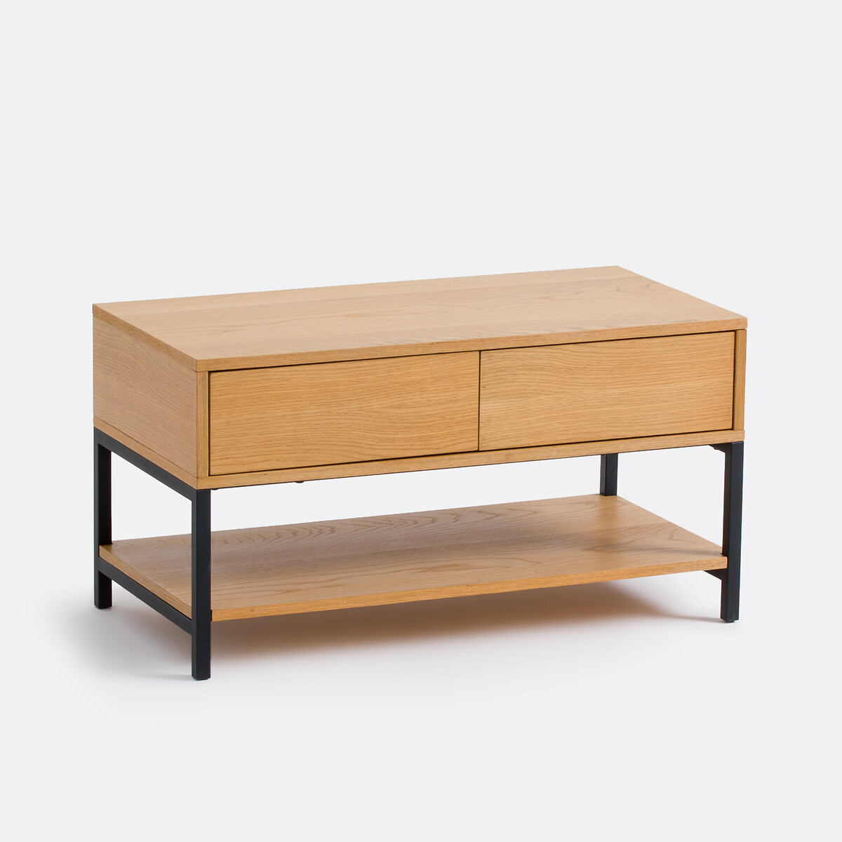 La Redoute Interieurs Πάγκος εισόδου από μέταλλο και ατσάλι με επένδυση δρυς Μ40xΠ80xΥ43cm