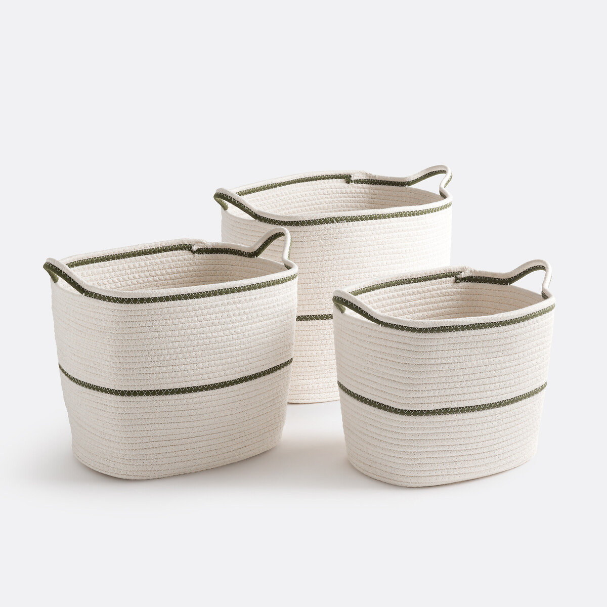 Σετ 3 ορθογώνια καλάθια από βαμβάκι, Kesia