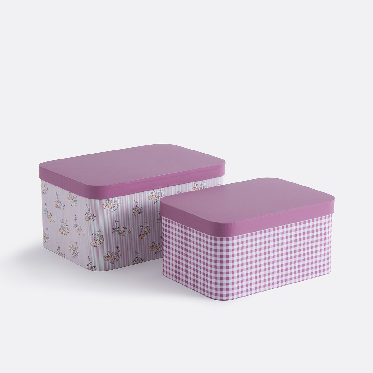 Σετ 2 αποθηκευτικά κουτιά με καπάκι, Swan