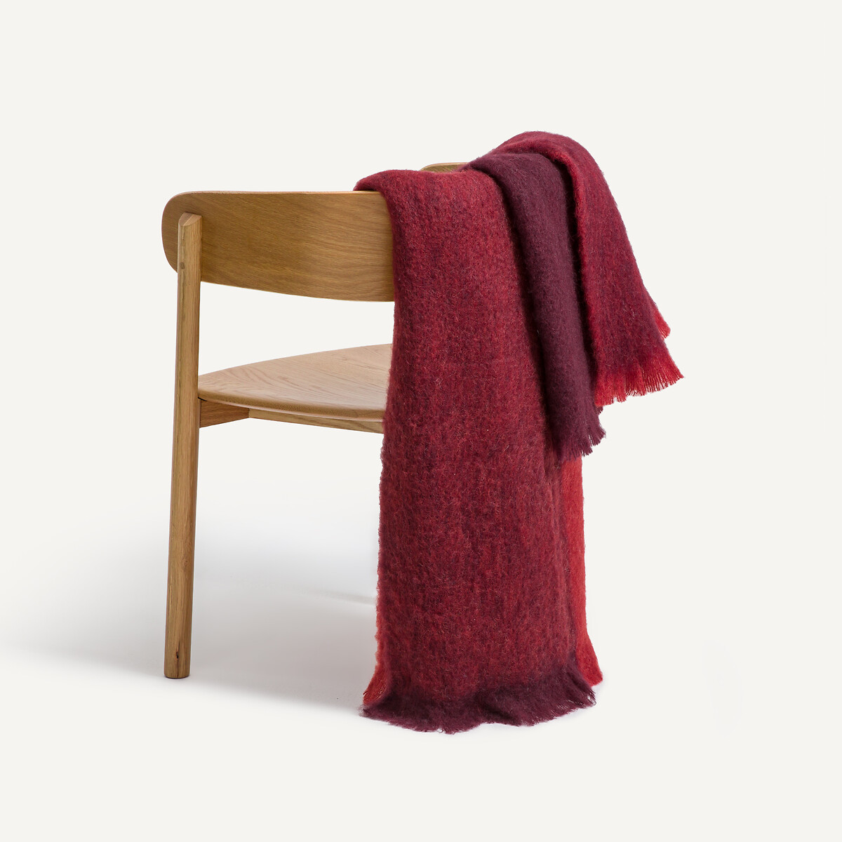 Διπλής όψης πλεκτό ριχτάρι από μαλλί και πολυαμίδιο 130x180cm