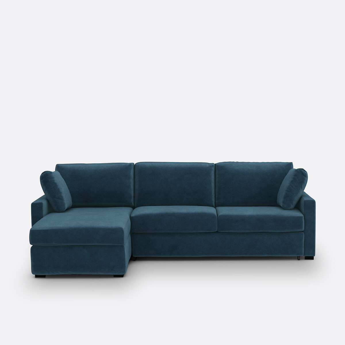 Γωνιακός καναπές-κρεβάτι με βελούδινη ταπετσαρία και στρώμα αφρού HR Μ160xΠ265xΥ85cm