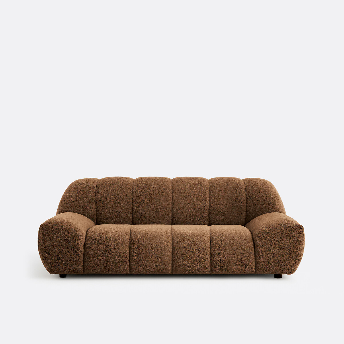 Τριθέσιος καναπές με χοντρή μπουκλέ ταπετσαρία Μ106xΠ212xΥ79cm