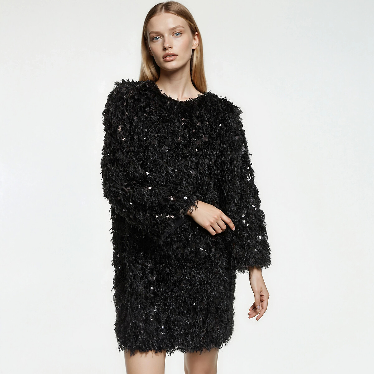 La Redoute Collections Κοντό φαρδύ φόρεμα με παγιέτες και μανίκια 3|4