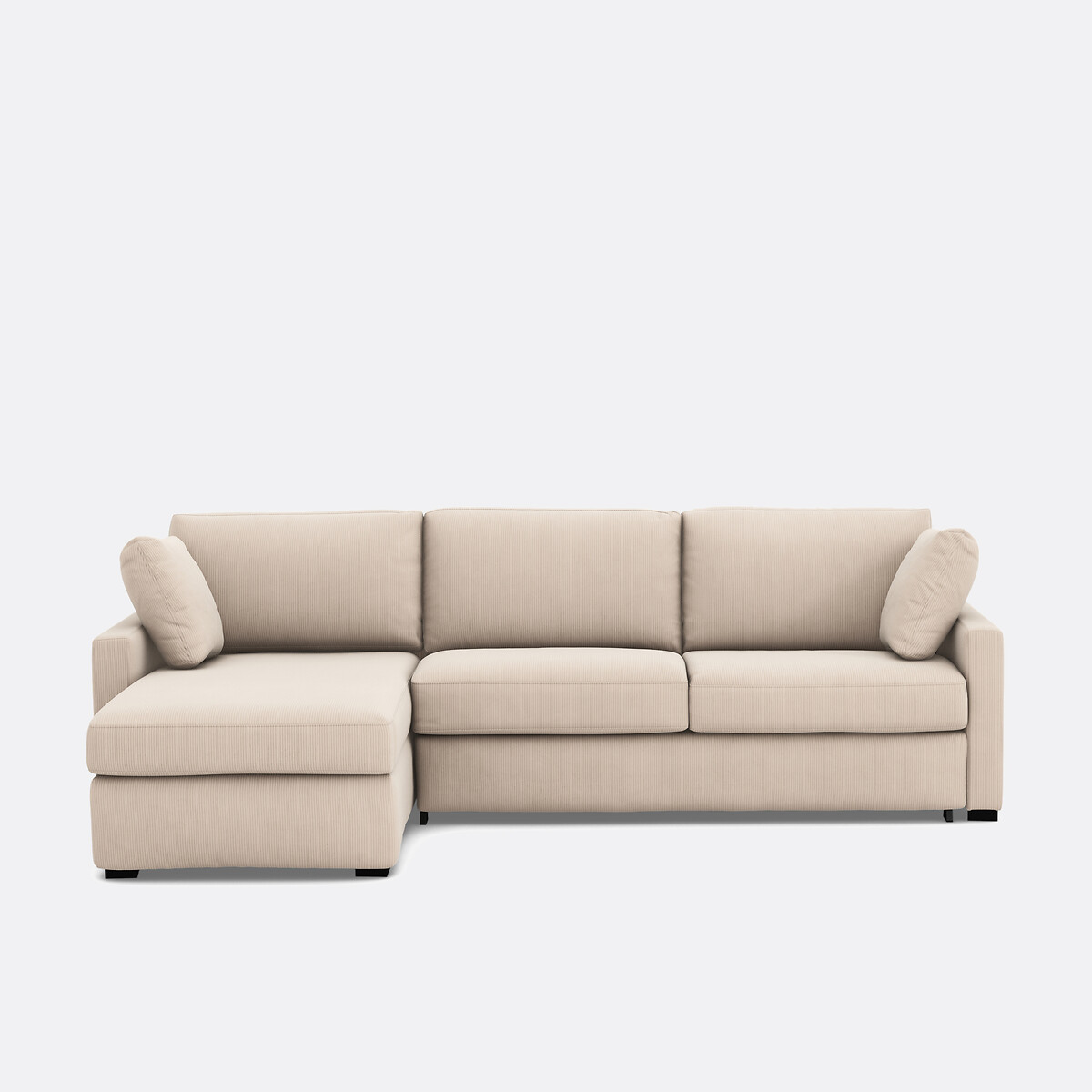 Γωνιακός καναπές-κρεβάτι με κοτλέ βελούδο Μ160xΠ265xΥ85cm