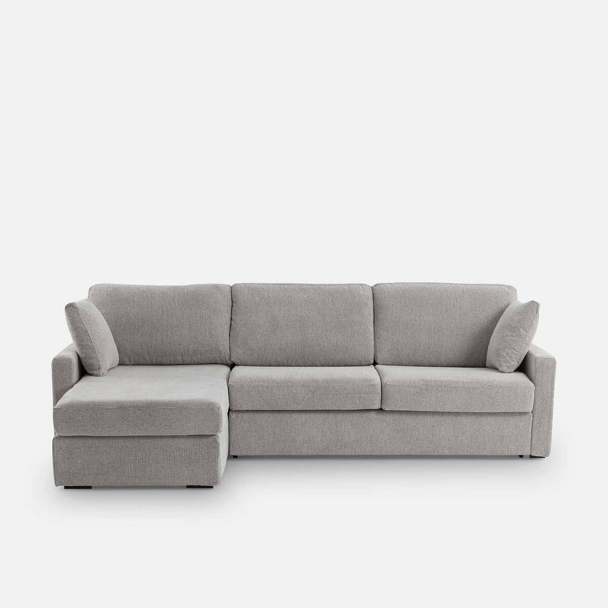 Γωνιακός καναπές-κρεβάτι με ανάγλυφη ταπετσαρία και στρώμα αφρού Μ160xΠ265xΥ85cm