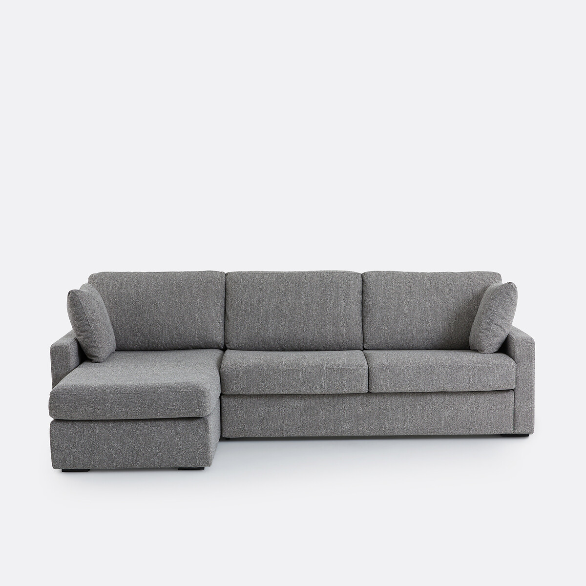 Γωνιακός καναπές-κρεβάτι με ανάγλυφη ταπετσαρία και στρώμα αφρού Μ160xΠ265xΥ85cm