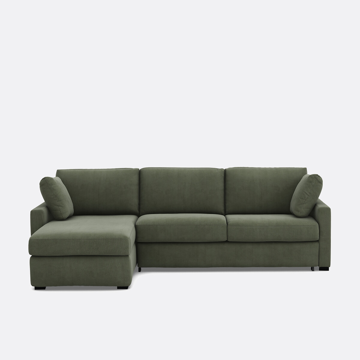 Γωνιακός καναπές-κρεβάτι με κοτλέ βελούδο Μ160xΠ265xΥ85cm