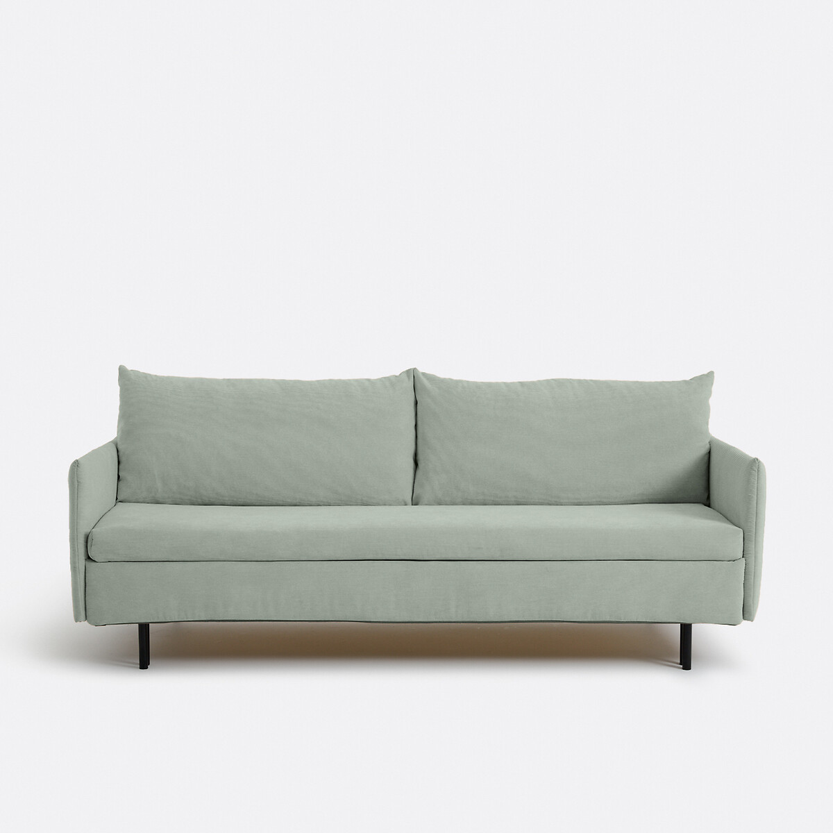 Καναπές-κρεβάτι με ταπετσαρία από βελούδο κοτλέ Μ88xΠ198xΥ76cm