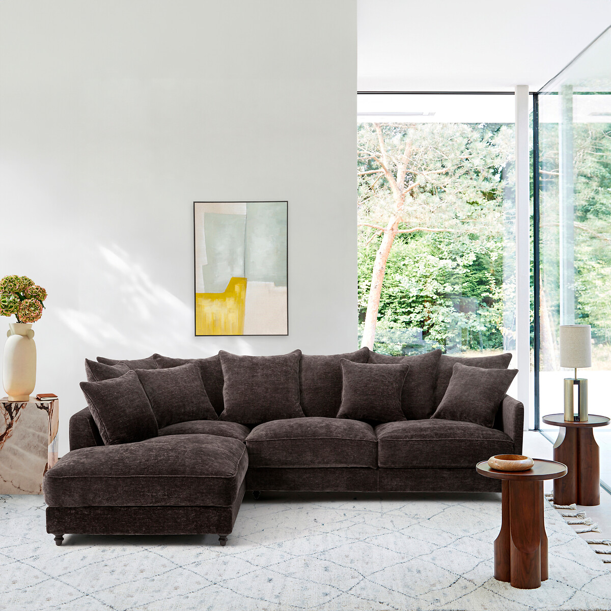 Καναπές από βελούδινο σενίλ Μ106xΠ201xΥ80cm