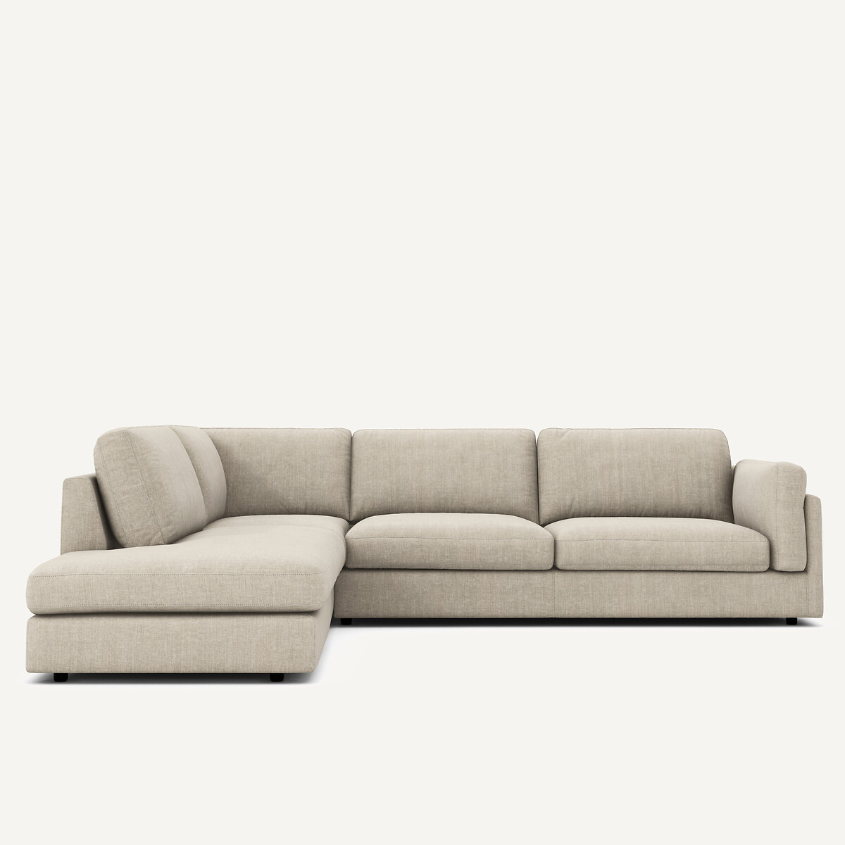 Γωνιακός καναπές με σεζλόνγκ από βαμβάκι και λινό Μ236xΠ287xΥ81cm